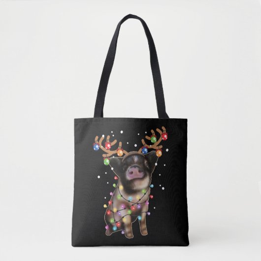 Cute Piggy, Pig Lover Funny Kerstfeestdag Gift Tote Bag (Voorkant)