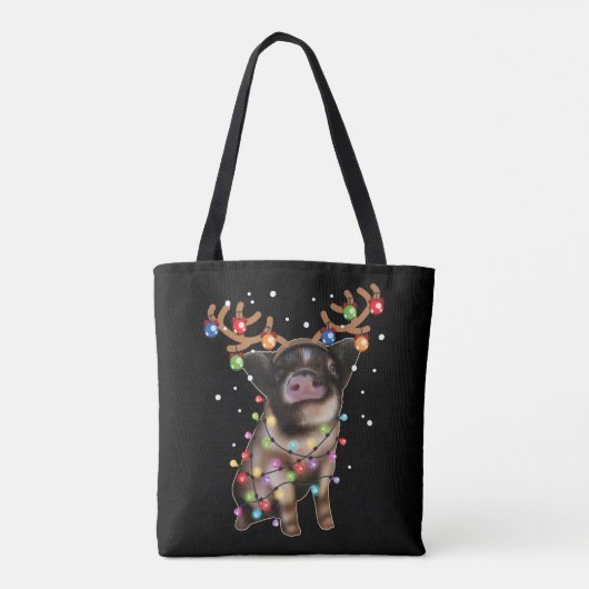 Cute Piggy, Pig Lover Funny Kerstfeestdag Gift Tote Bag (Achterkant)