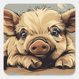 Cute piggy vierkante sticker