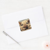 Cute piggy vierkante sticker (Envelop)