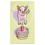 Cute Piglet Birthday Cake Draft Gift Bag Klein Cadeauzakje (Achterkant)