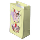 Cute Piglet Birthday Cake Draft Gift Bag Klein Cadeauzakje (Achterkant Gekanteld)