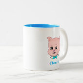 Cute Piglet Cartoon & Calligrafie Tweekleurige Koffiemok (Voorkant rechts)