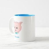 Cute Piglet Cartoon & Calligrafie Tweekleurige Koffiemok (Voorkant links)