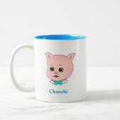 Cute Piglet Cartoon & Calligrafie Tweekleurige Koffiemok (Links)
