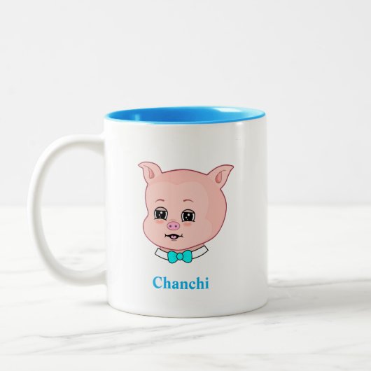 Cute Piglet Cartoon & Calligrafie Tweekleurige Koffiemok (Links)