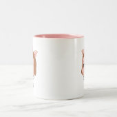 Cute Piglet Cartoon & Calligraphy Tweekleurige Koffiemok (Center)