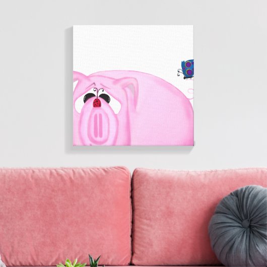 Cute Piglet Chumley and Beauful Friends Canvas Afdruk (Insitu (Woonkamer))