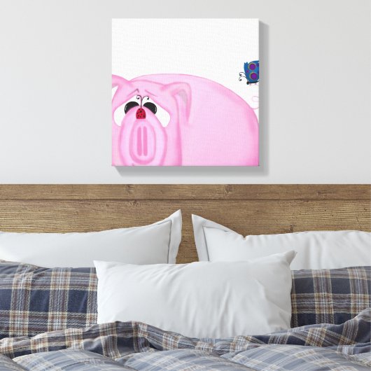 Cute Piglet Chumley and Beauful Friends Canvas Afdruk (Insitu (Slaapkamer))