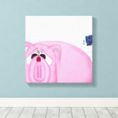 Cute Piglet Chumley and Beauful Friends Canvas Afdruk (Insitu (Houten vloer))