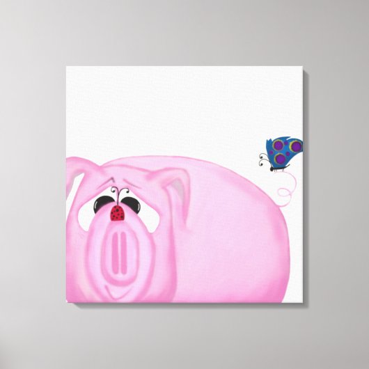 Cute Piglet Chumley and Beauful Friends Canvas Afdruk (Voorkant)