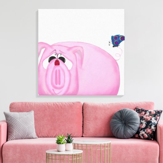 Cute Piglet Chumley and Beauful Friends Canvas Afdruk (Insitu (Woonkamer))