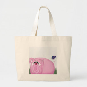 Cute Piglet Chumley and Beauful Friends Grote Tote Bag