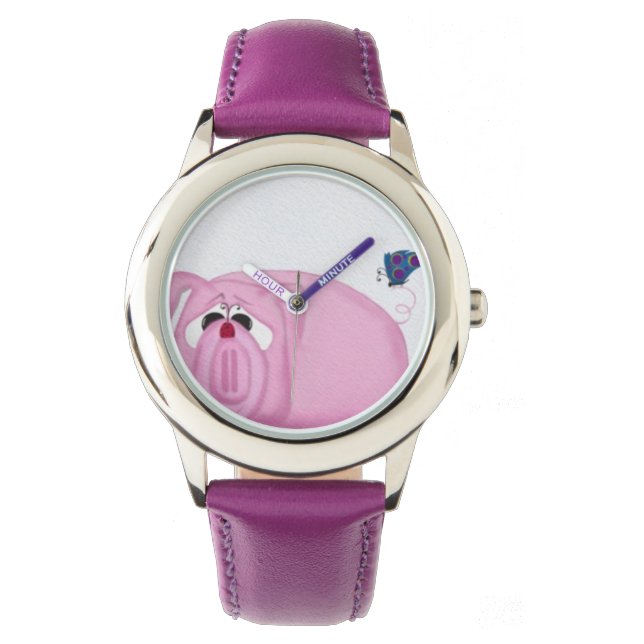Cute Piglet Chumley and Beauful Friends Horloge (Voorkant)
