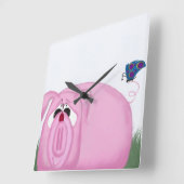 Cute Piglet Chumley and Beauful Friends Vierkante Klok (Hoek)