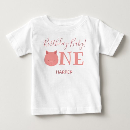 Cute Piglet One Name First Birthday (Voorkant)