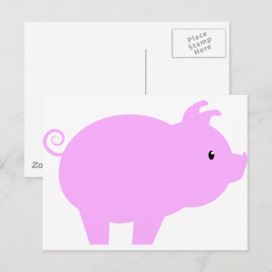 Cute Piglet Silhouette Briefkaart (Voorkant / Achterkant)