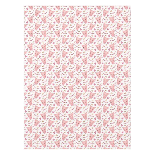 Cute PigPattern met glitter Hearts Tafelkleed (Voorkant)