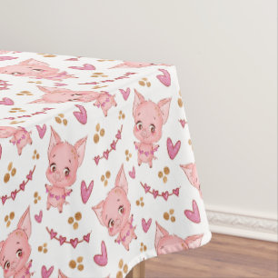 Cute PigPattern met glitter Hearts Tafelkleed