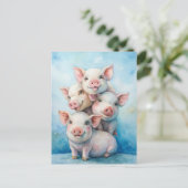 Cute Pigs Sending Happiness Briefkaart (Staand voorkant)