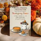 Cute Pilgrim Cat Purrfect Thanksgiving Dinner Kaart