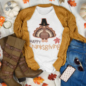 Cute Pilgrim Turkey Happy Thanksgiving T-shirt
