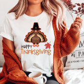 Cute Pilgrim Turkey Happy Thanksgiving T-shirt