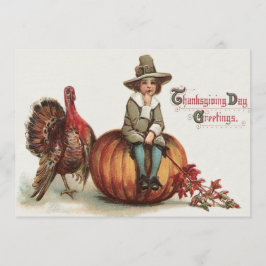 Cute Pilgrim Turkey Pumpkin Fall Leaves