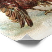 Cute Pilgrim Turkey Pumpkin Fall Leaves Poster (Hoek)