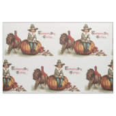 Cute Pilgrim Turkey Pumpkin Fall Leaves Stof (Fat Quarter)