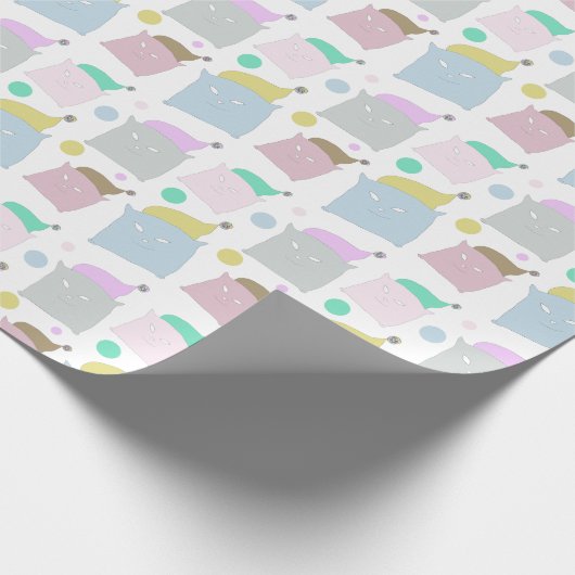 Cute Pillow Cats Illustration Pattern Cadeaupapier (Hoek)