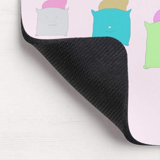 Cute Pillow Cats Illustrmed Monogrammed Muismat (Hoek)