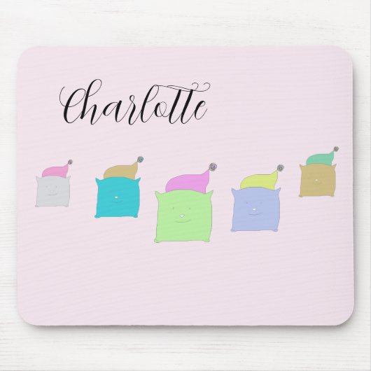 Cute Pillow Cats Illustrmed Monogrammed Muismat (Voorkant)