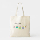 Cute Pillow Cats Illustrmed Monogrammed Tote Bag (Achterkant)
