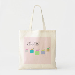 Cute Pillow Cats Illustrmed Monogrammed Tote Bag