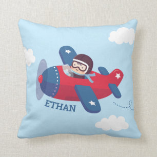 Cute Piloot Vliegtuig Baby Jongen Slaapkamer Decor Kussen