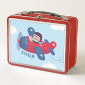 Cute Pilot Boy in Propeller Airplane Personalized (Voorkant)