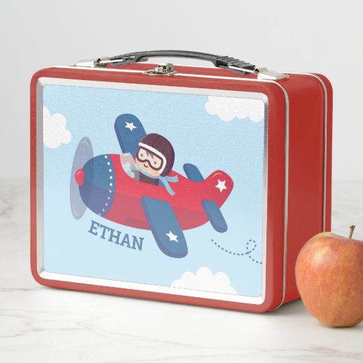 Cute Pilot Boy in Propeller Airplane Personalized (In situ)