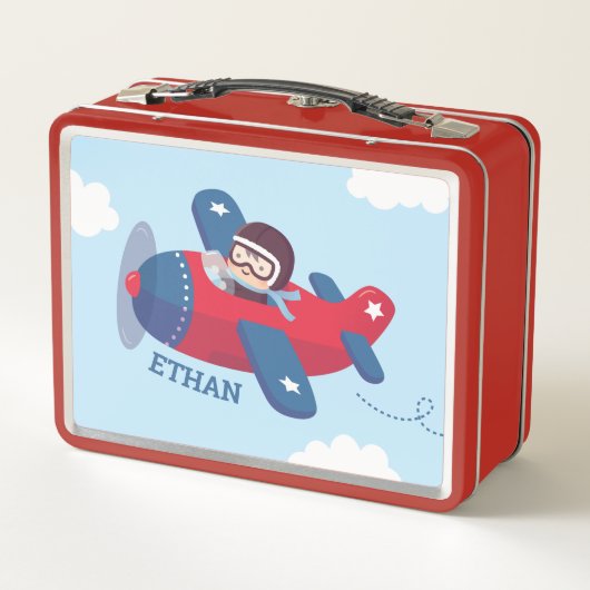 Cute Pilot Boy in Propeller Airplane Personalized (Achterkant)