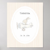 Cute Pilot Bunny Nursery Name Date Poster (Voorkant)