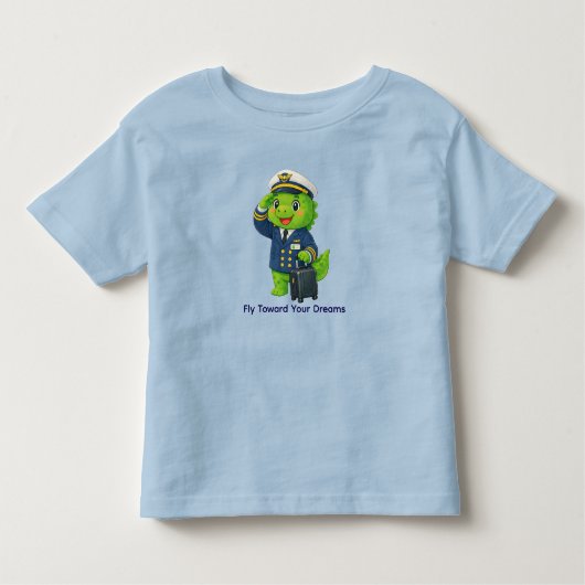 Cute Pilot Dinosaur – Dino Jobs Kinder Shirts (Voorkant)