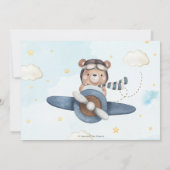 Cute Pilot Teddy Bear Blue Plane Birthday Photo Bedankkaart (Achterkant)