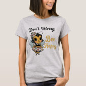 Cute Pin-Up BeeDon't Worry "Bee Happy"  T-shirt (Voorkant)