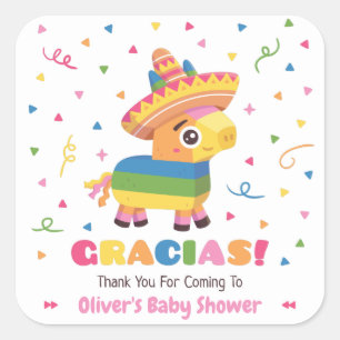 Cute Piñata Gracias Fiesta Baby Shower Decoraties Vierkante Sticker