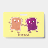 Cute pindakaas en jam sandwich cartoon  badge (Achterkant)