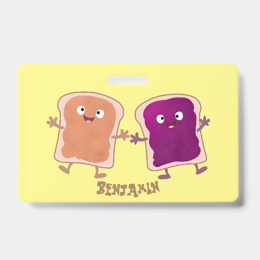 Cute pindakaas en jam sandwich cartoon  badge (Voorzijde)