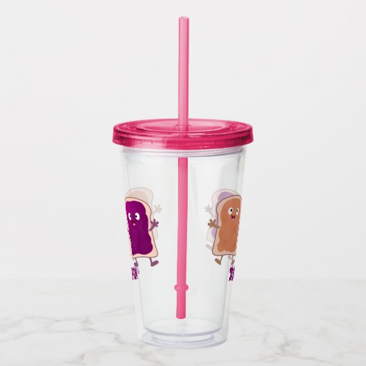 Cute pindakaas en jelly sandwich cartoon acryl drinkbeker (Rechts)
