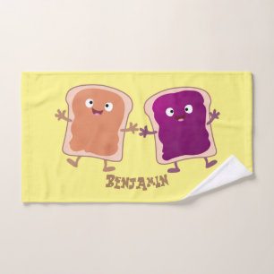 Cute pindakaas en jelly sandwich cartoon bad handdoek