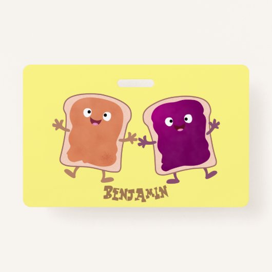 Cute pindakaas en jelly sandwich cartoon badge (Voorkant)