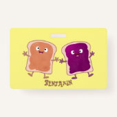 Cute pindakaas en jelly sandwich cartoon badge (Achterkant)